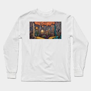 Fairytale Woodland Folk Art Cottages Long Sleeve T-Shirt